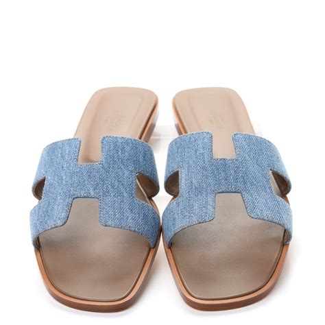 hermes oran sandals denim